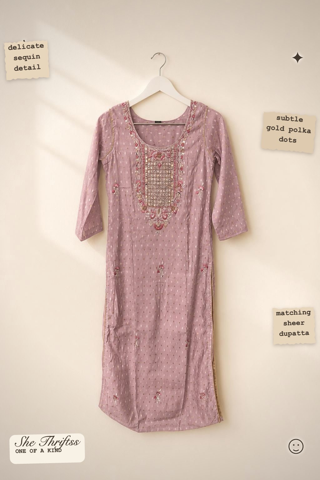 3 Piece Pink embroidered kurta set