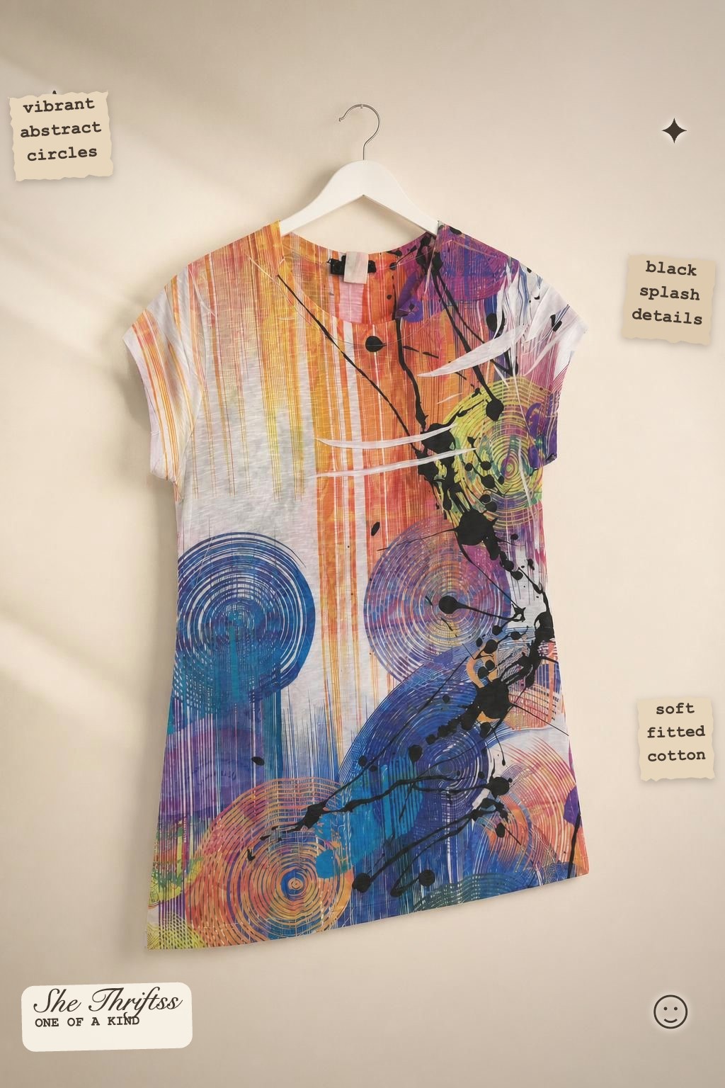 Abstract print short-sleeve relaxed tee