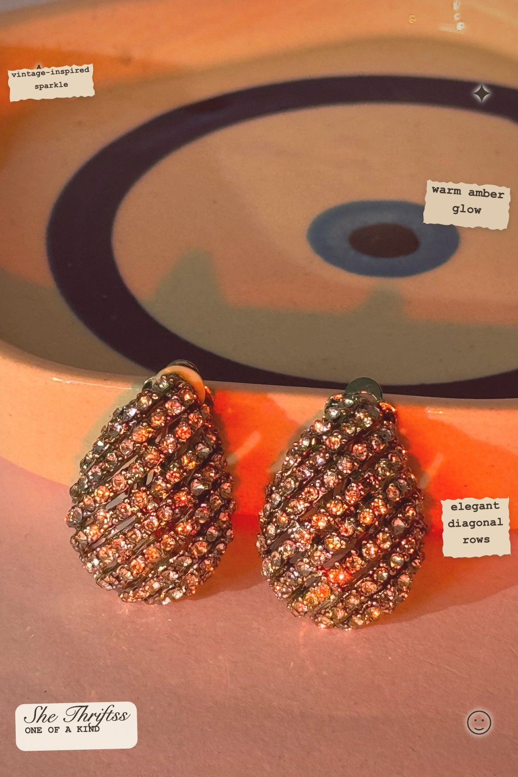 Amber Teardrop Press-on Earrings