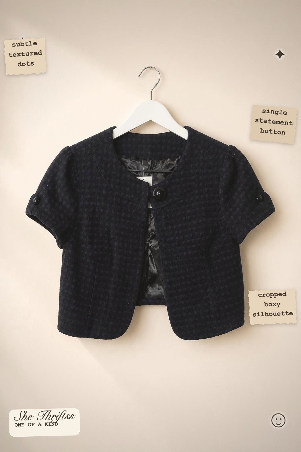 Black cropped button jacket