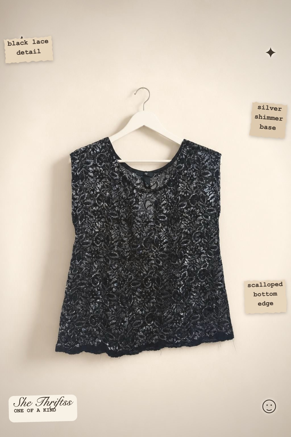 Black lace sleeveless top
