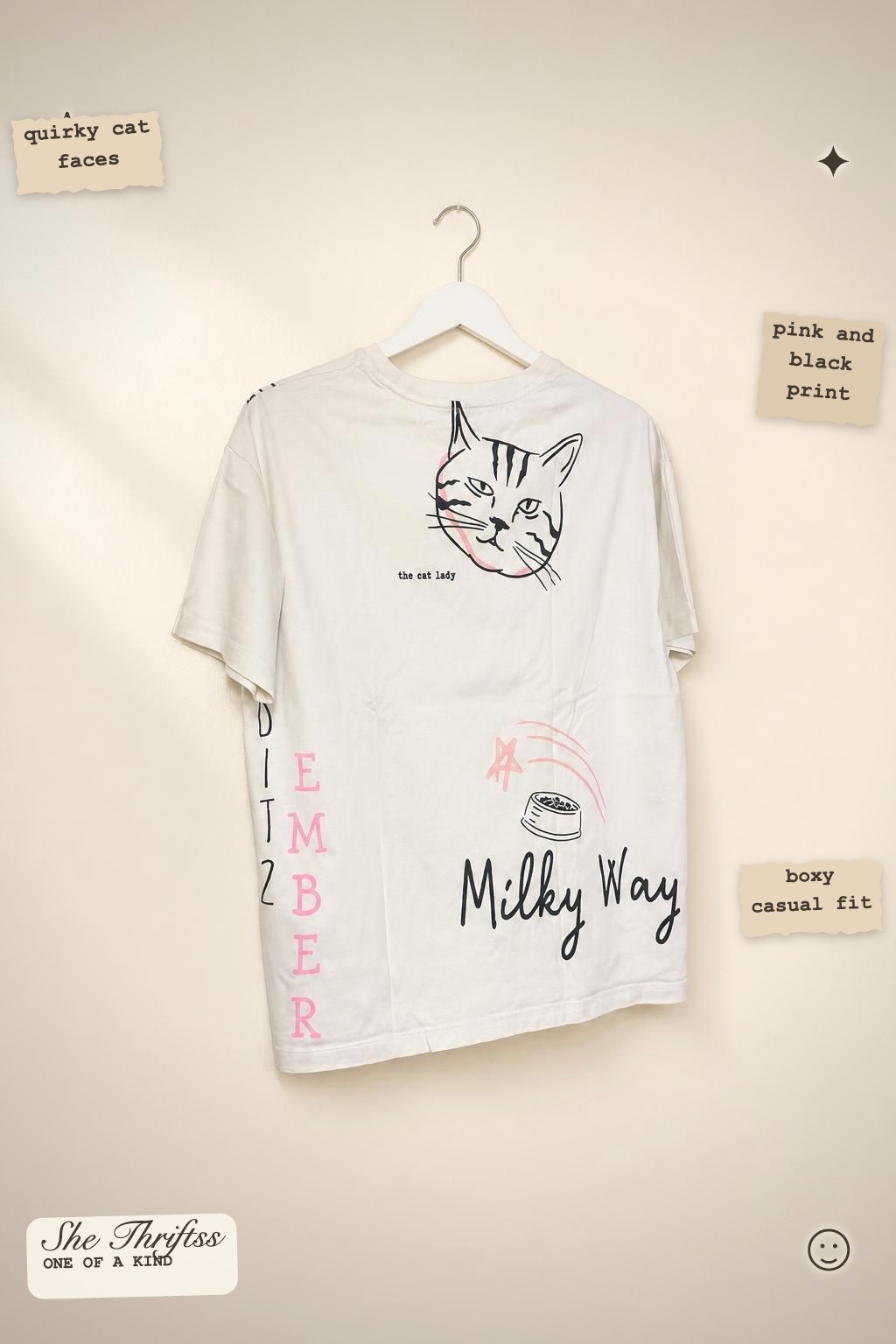 Cat faces graphic oversized tee