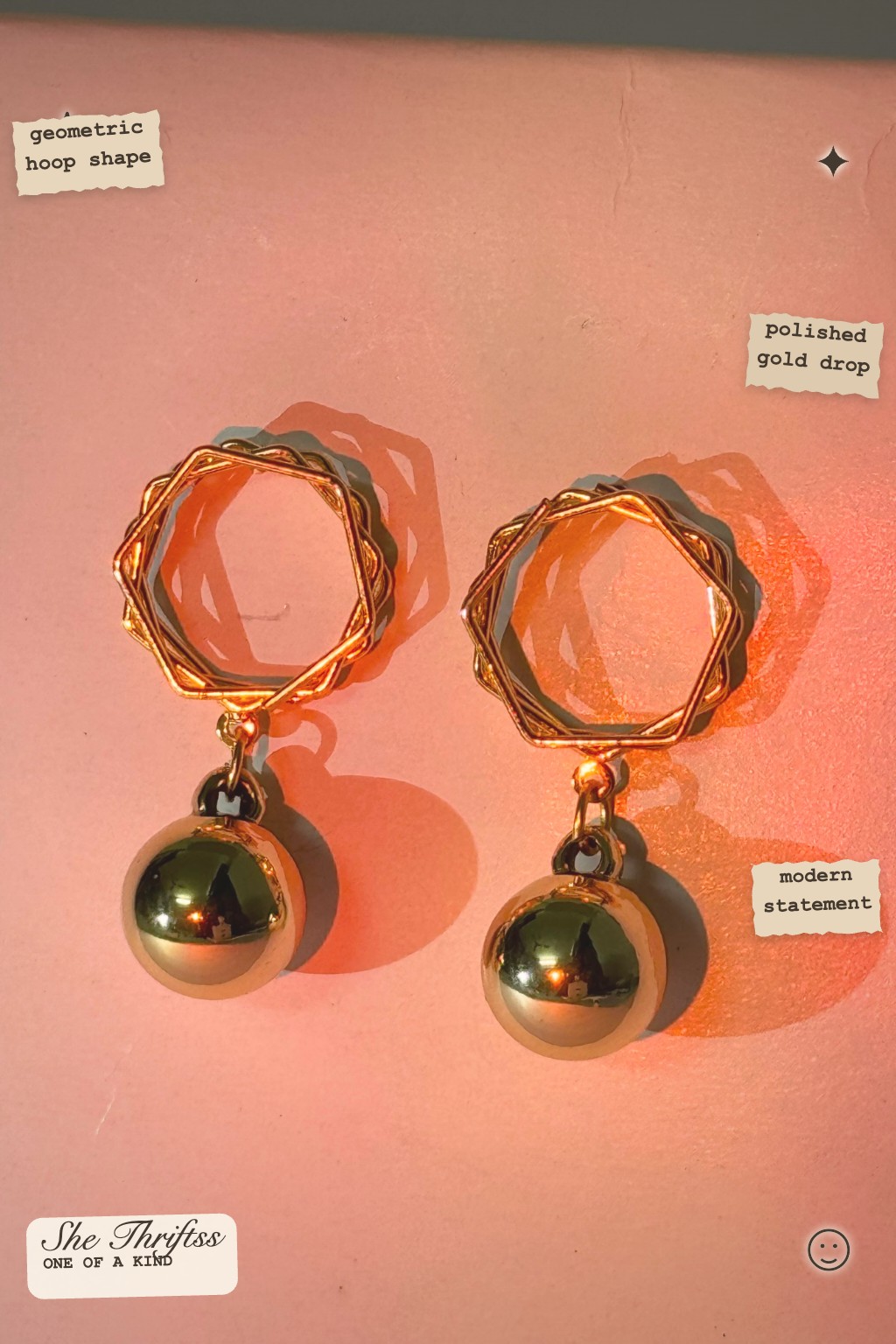 Geometric Gold Drop Earrings