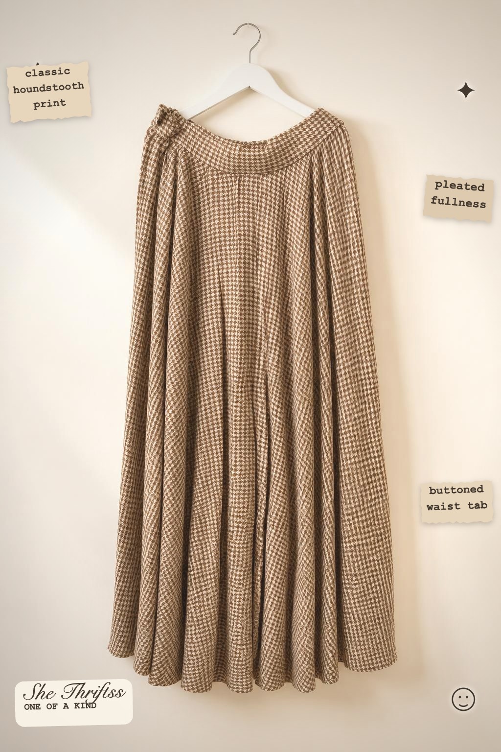 Houndstooth pleated skirt