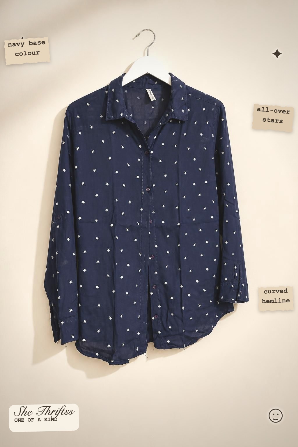 Navy star print shirt