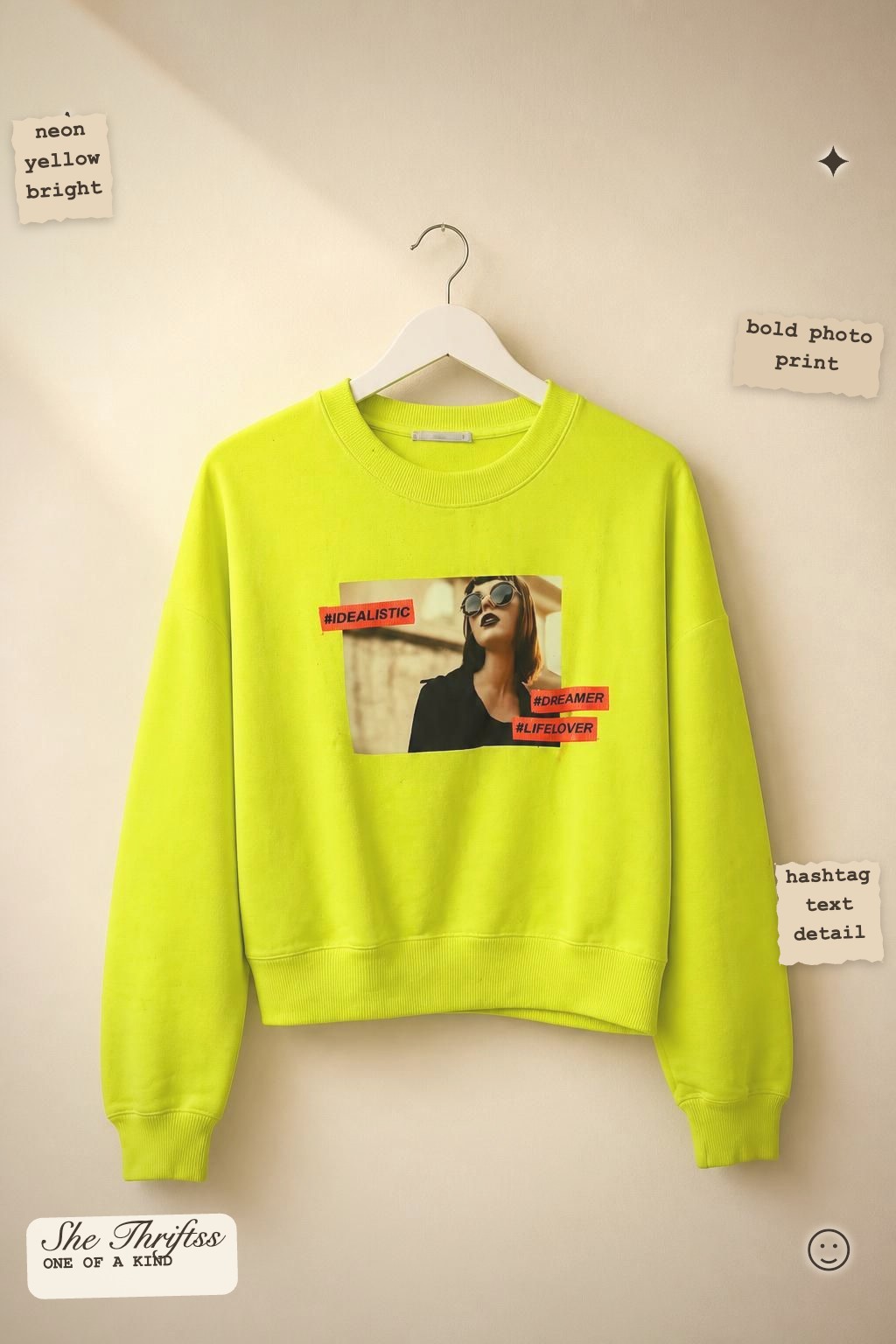 Neon yellow photo sweatshirt