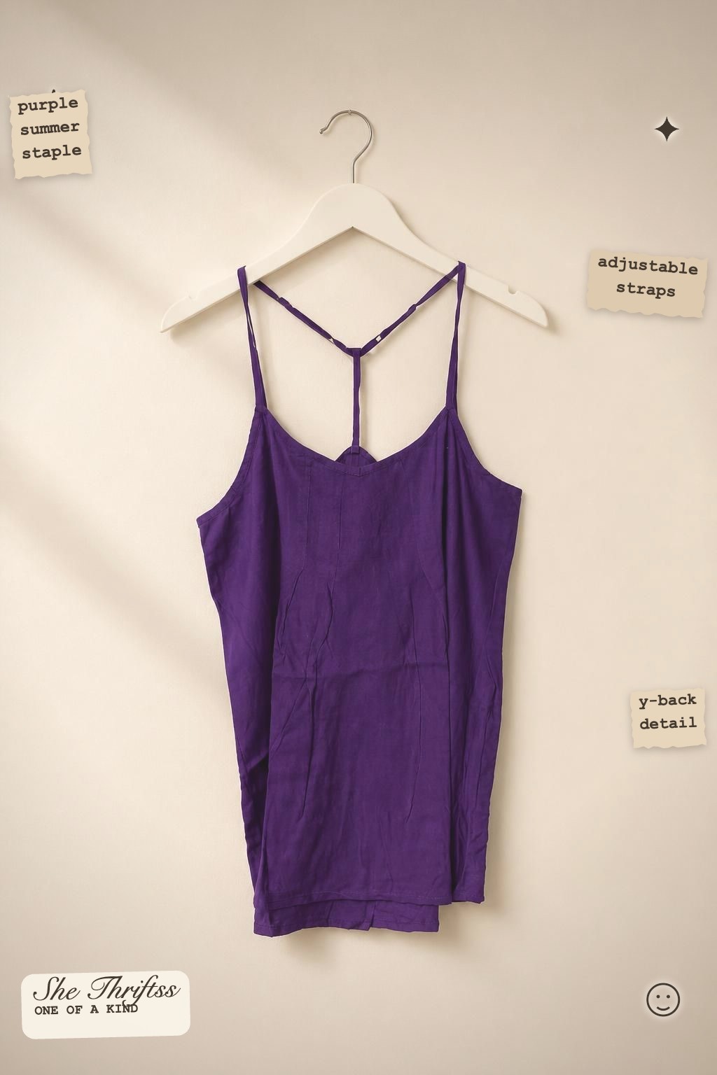 Purple strappy slip top