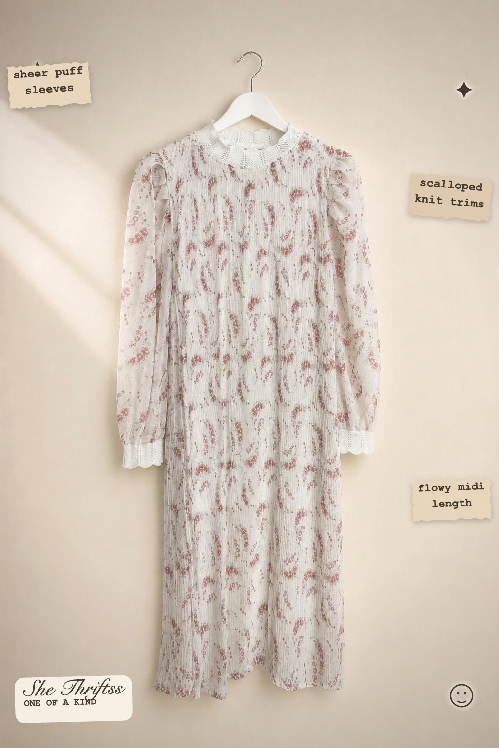 Sheer floral midi dress