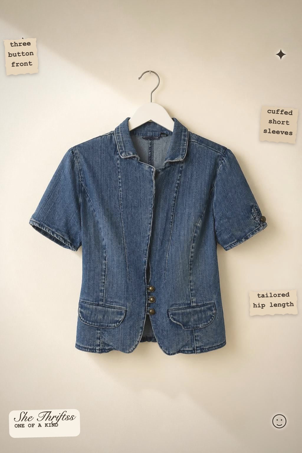 Short sleeve denim blazer