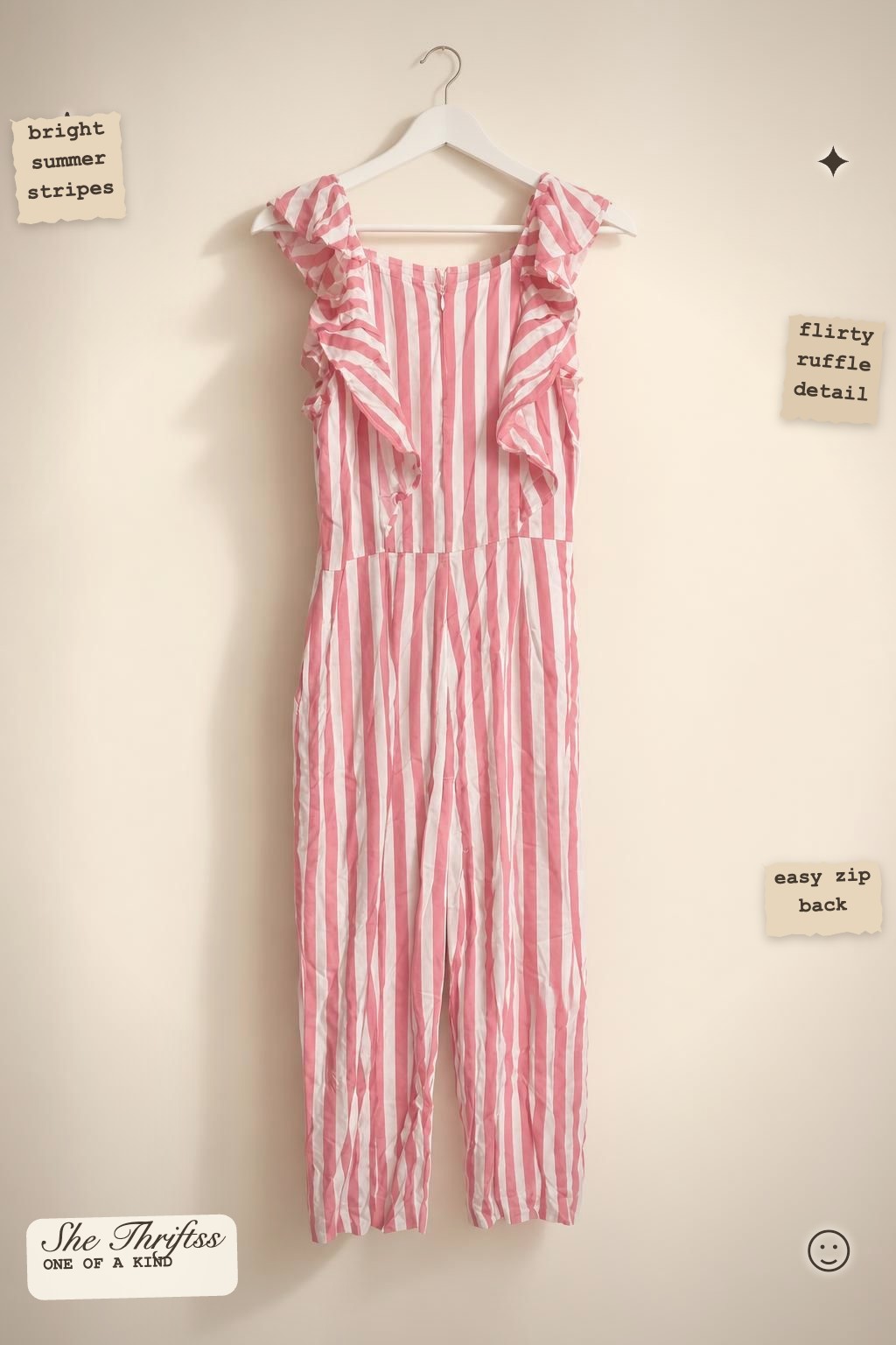 Striped ruffle jumpsuit