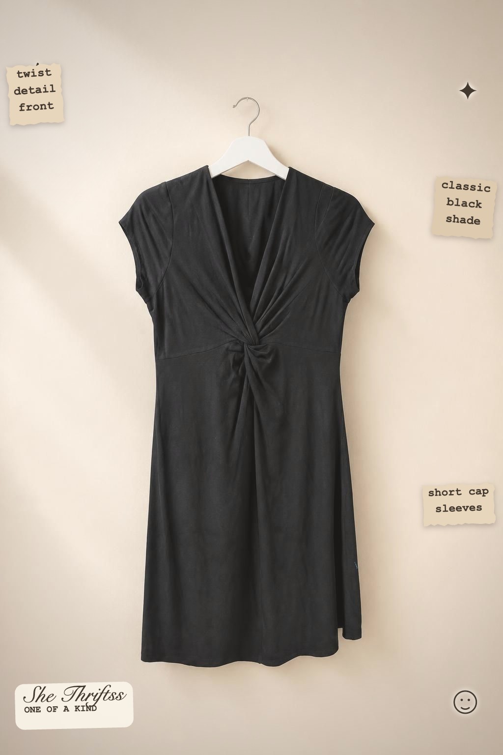 Twist front black dress