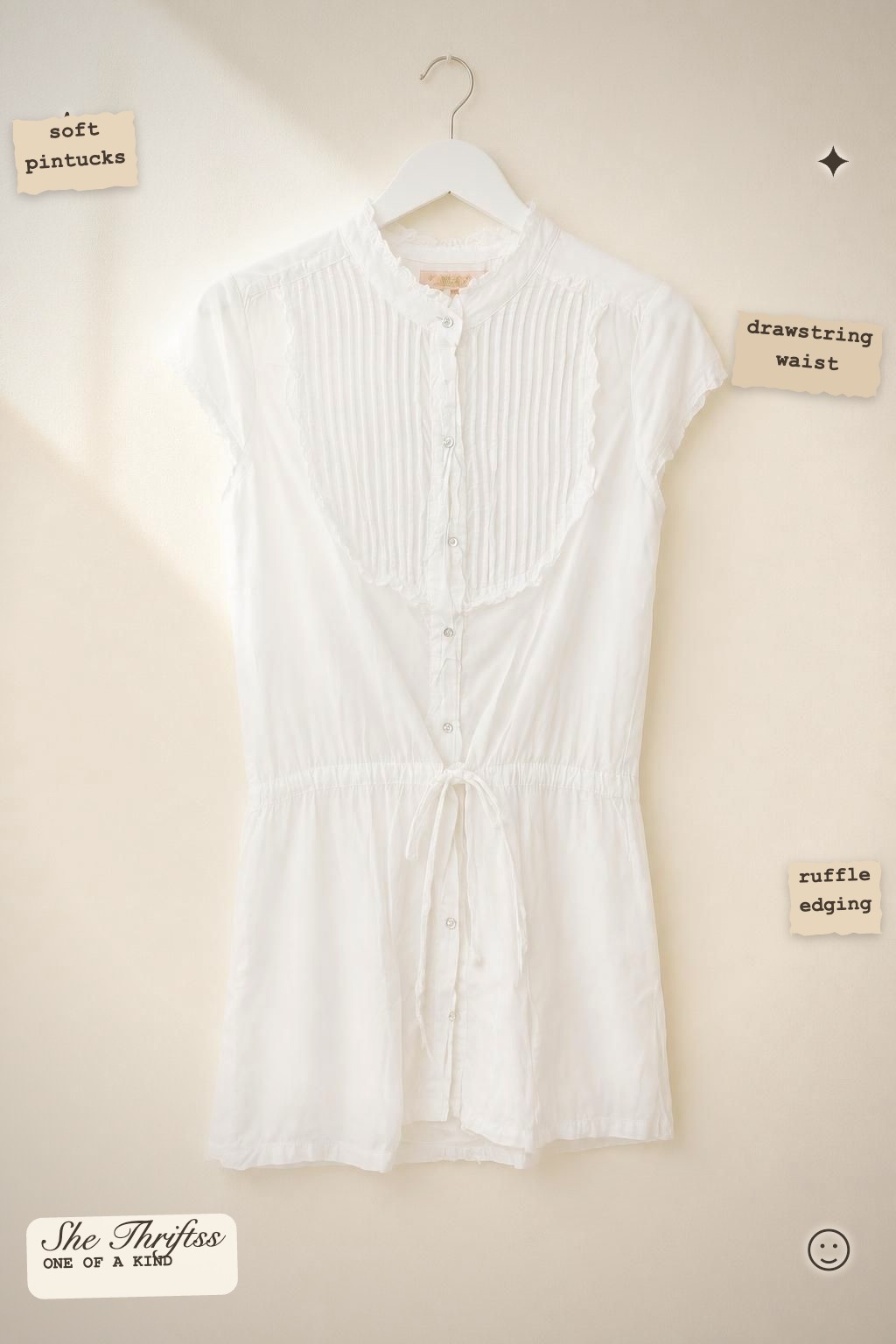 White pintuck mini dress/top