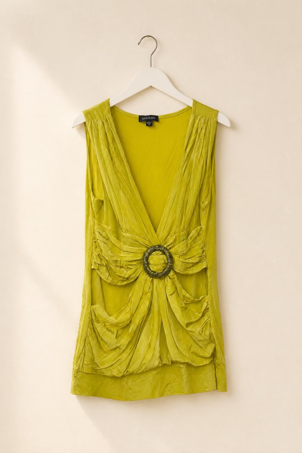 Y2k Beaded buckle draped top