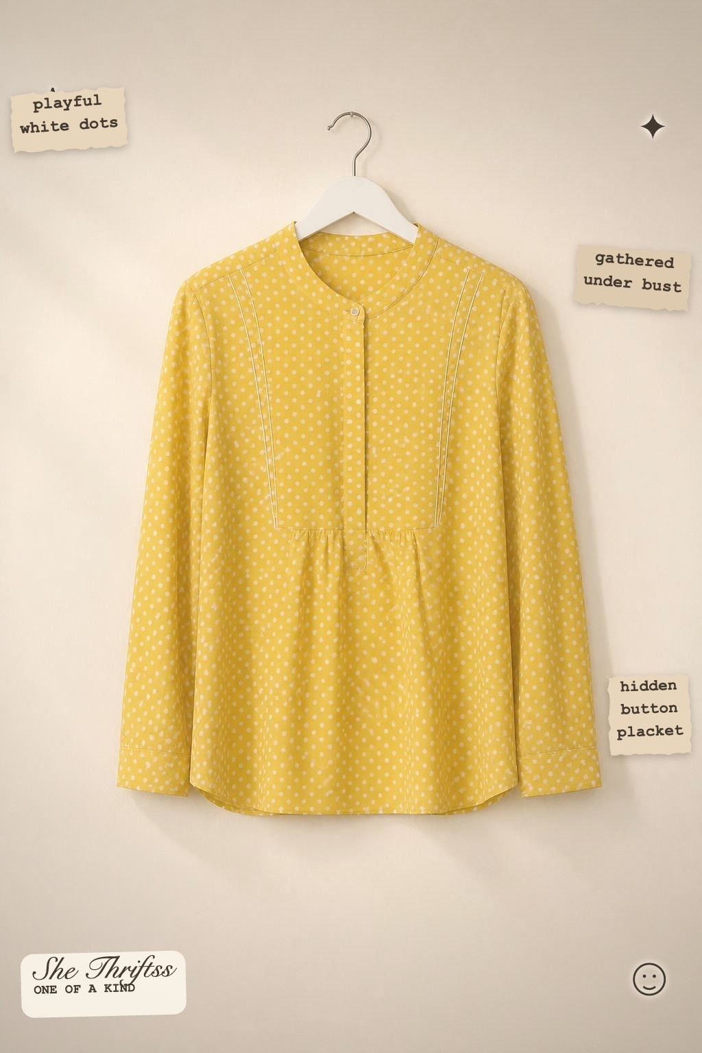 Yellow polka dot blouse